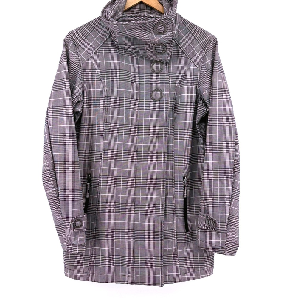 Free Country Womens Grey Glen Plaid Faux‎ Fur Lined Softshell Jacket Small